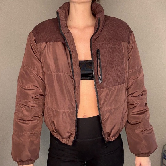 Garage Women's Chocolate Brown Puffer Jacket - Picture 1 of 7